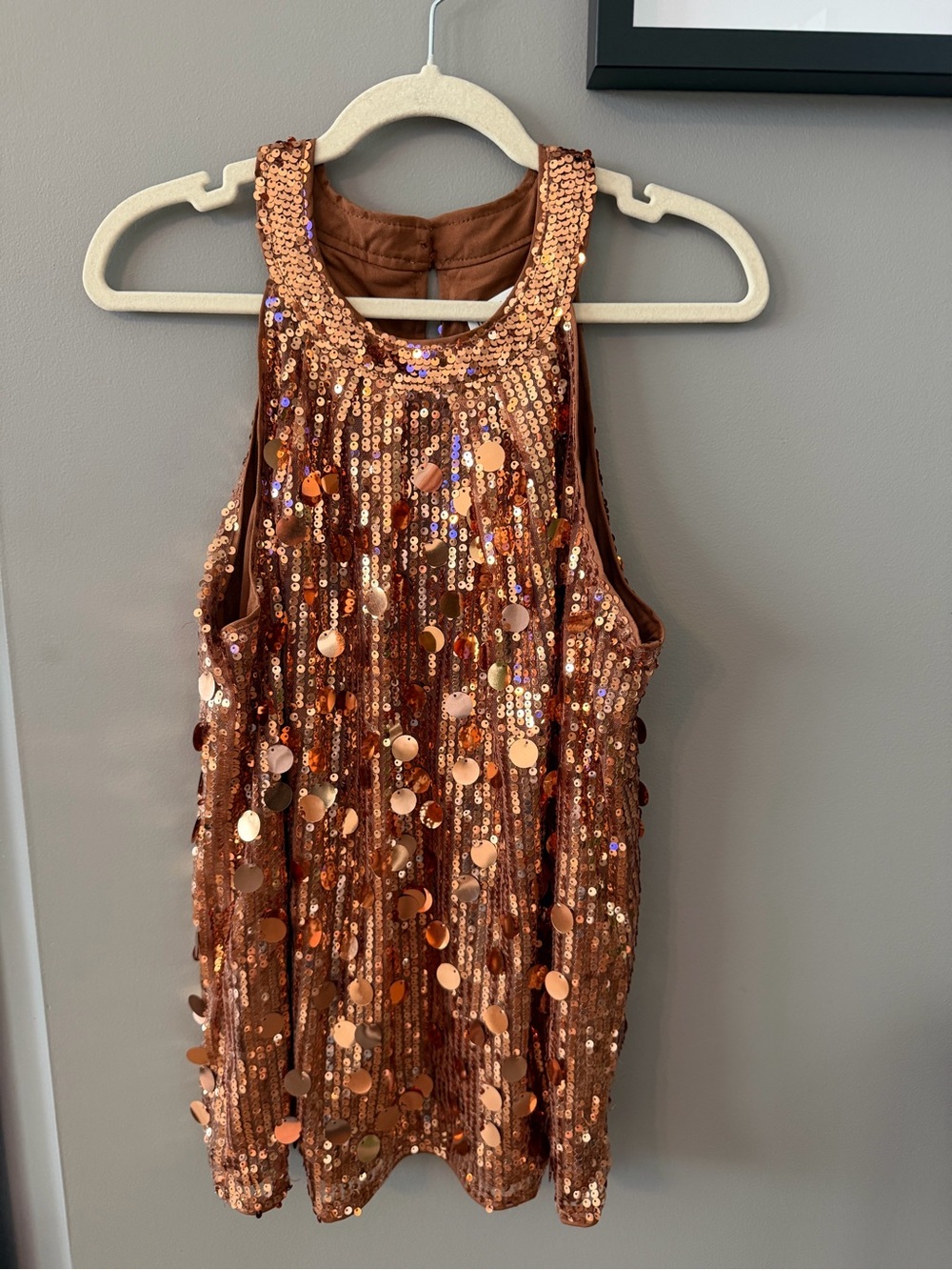 Grace Karin Copper Sequin Halter Top. Medium - Picture 1 of 8